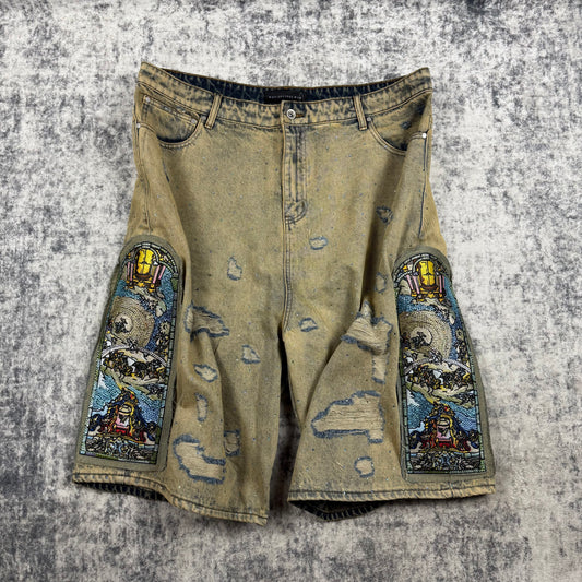 Who Decides War Unfurled Denim Shorts