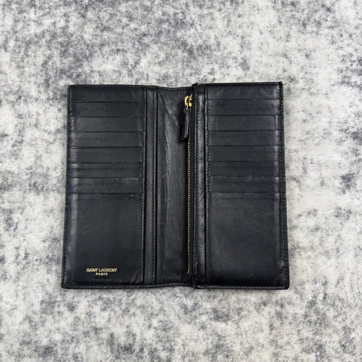 Saint Laurent Croc Embossed Leather Long Wallet