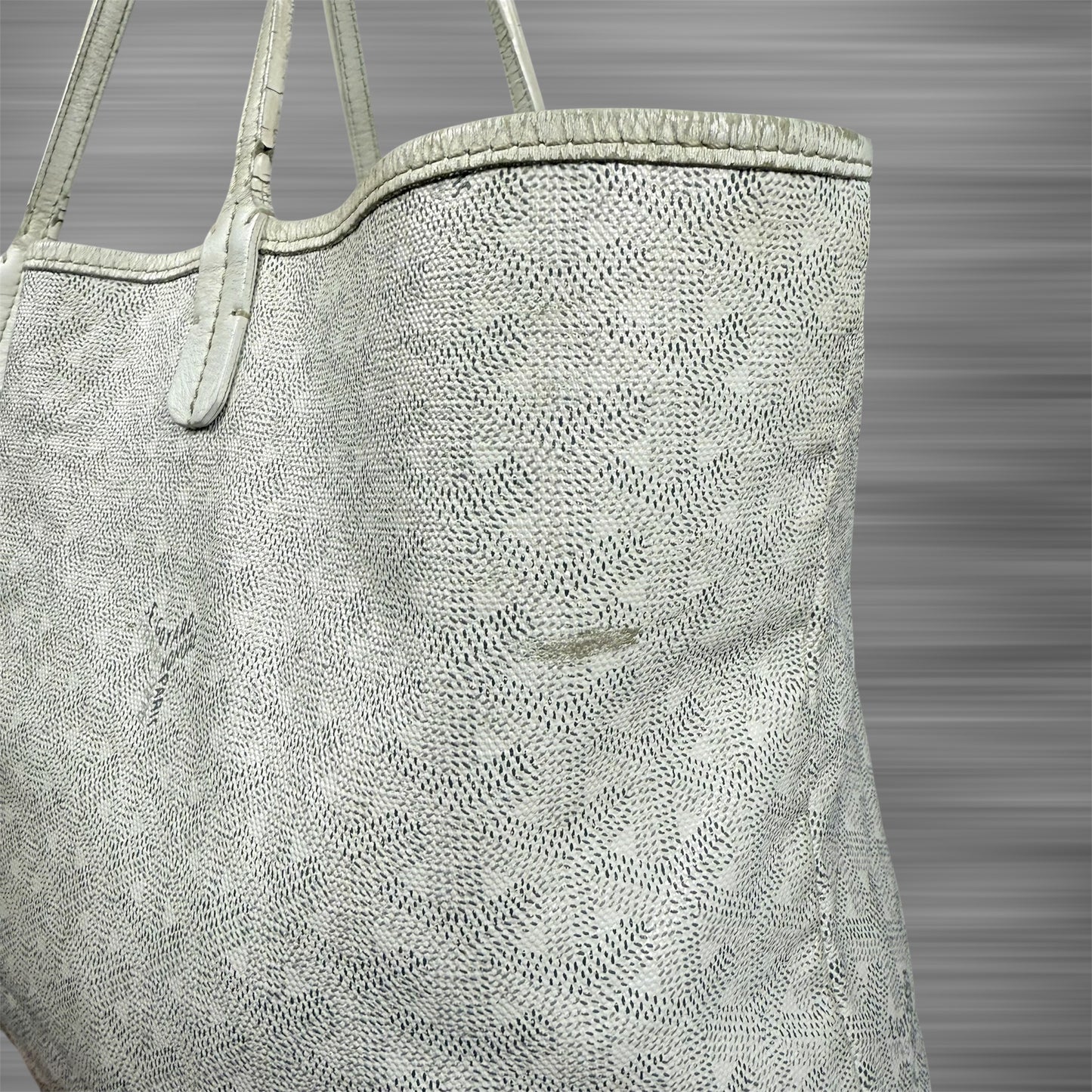 Goyard St. Louis PM Tote Bag Coated Canvas Leather White