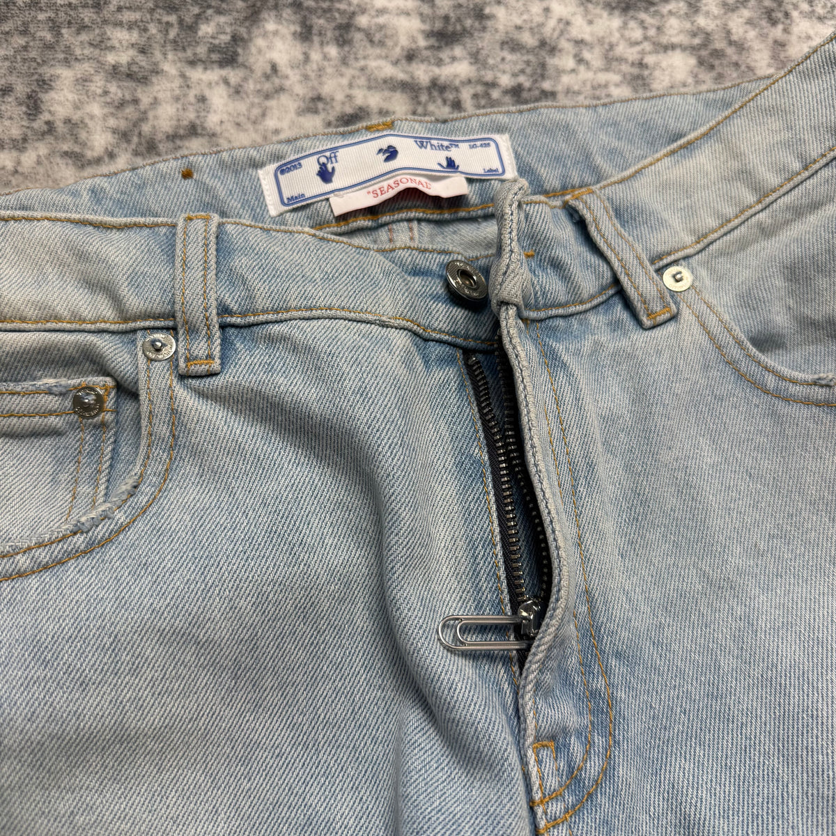 Off-White FW22 Seasonal Light Wash Flared Denim Jeans