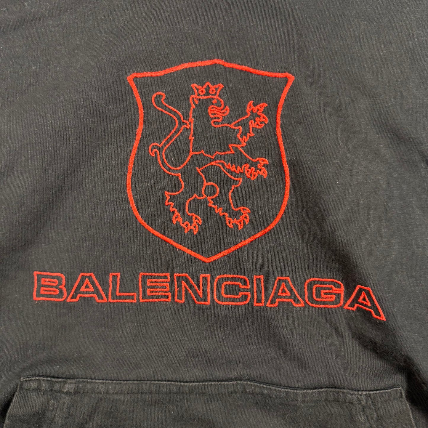 Balenciaga Lion Club Lined Embroidered Logo Hoodie