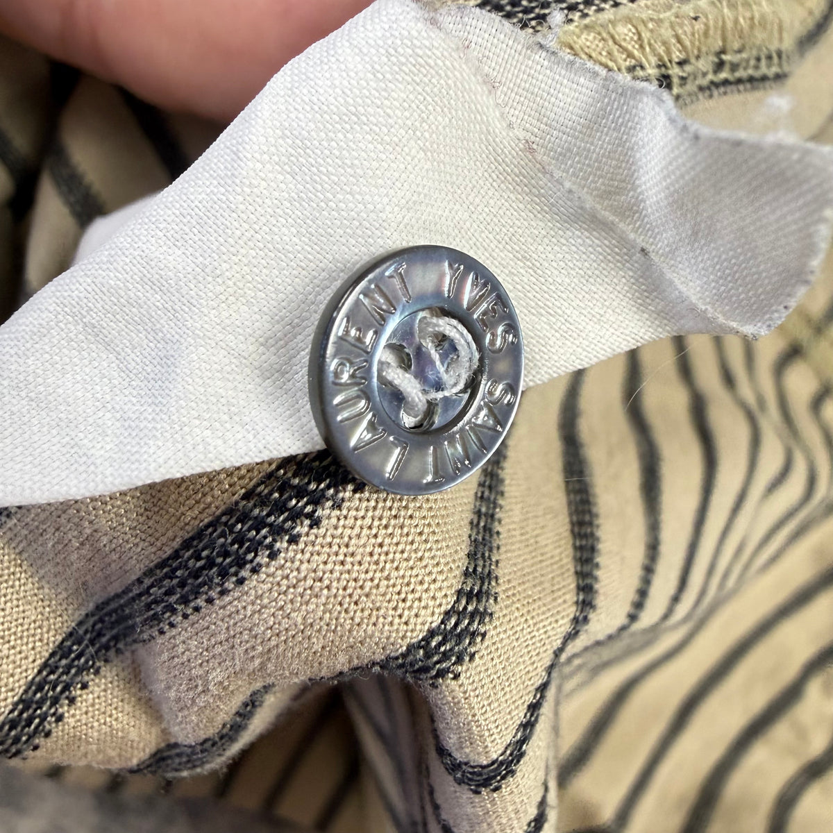 Vintage Yves Saint Laurent Pour Homme Striped Long Sleeve Polo