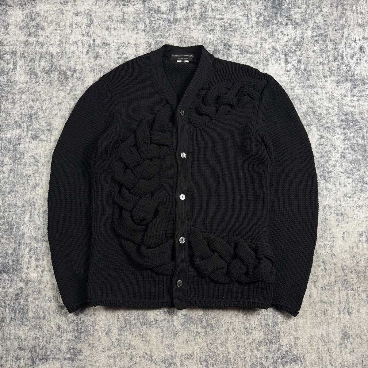COMME DES GARÇONS HOMME PLUS Braided V-Neck ‘Black’ Cardigan