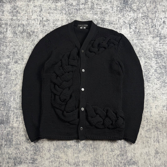 COMME DES GARÇONS HOMME PLUS Braided V-Neck ‘Black’ Cardigan