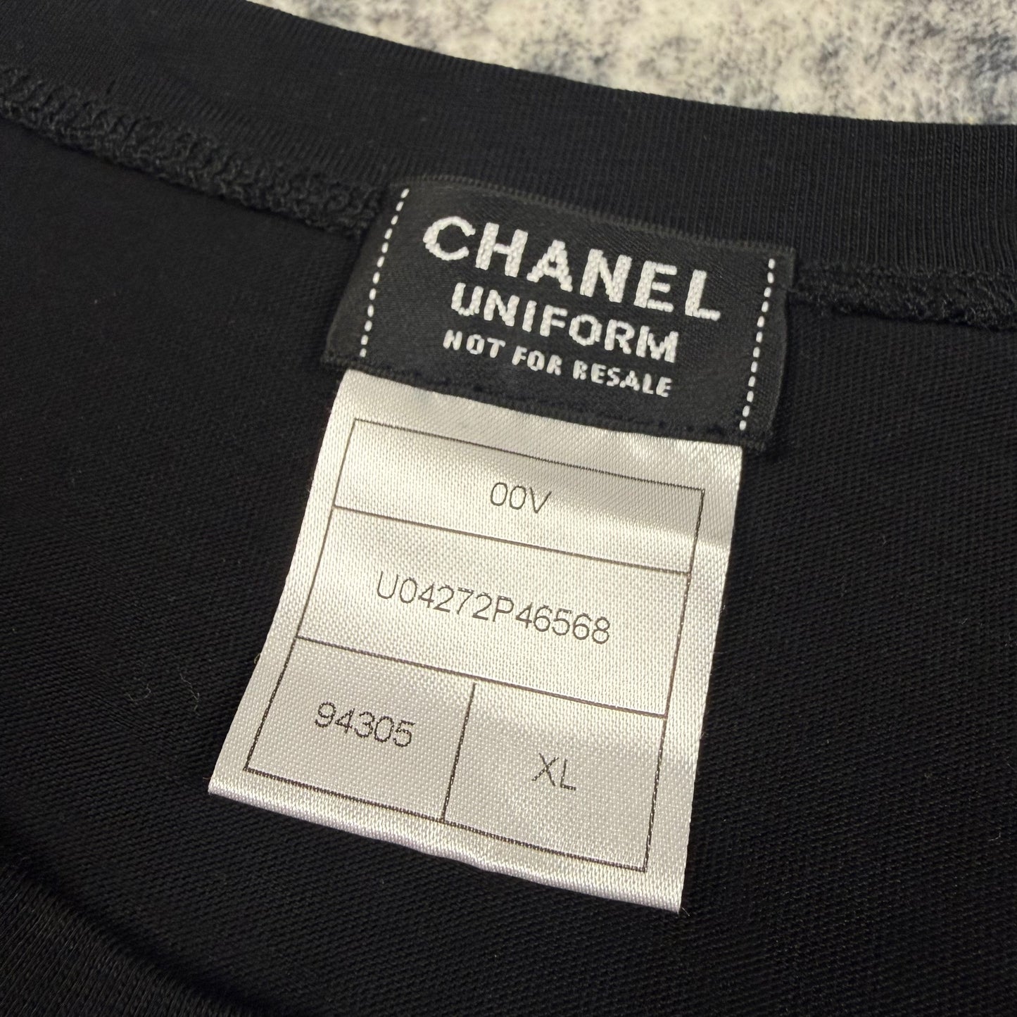 Chanel Uniform Black Flocked CC Logo T-Shirt