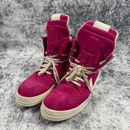 Rick Owens Pink Suede Geobaskets