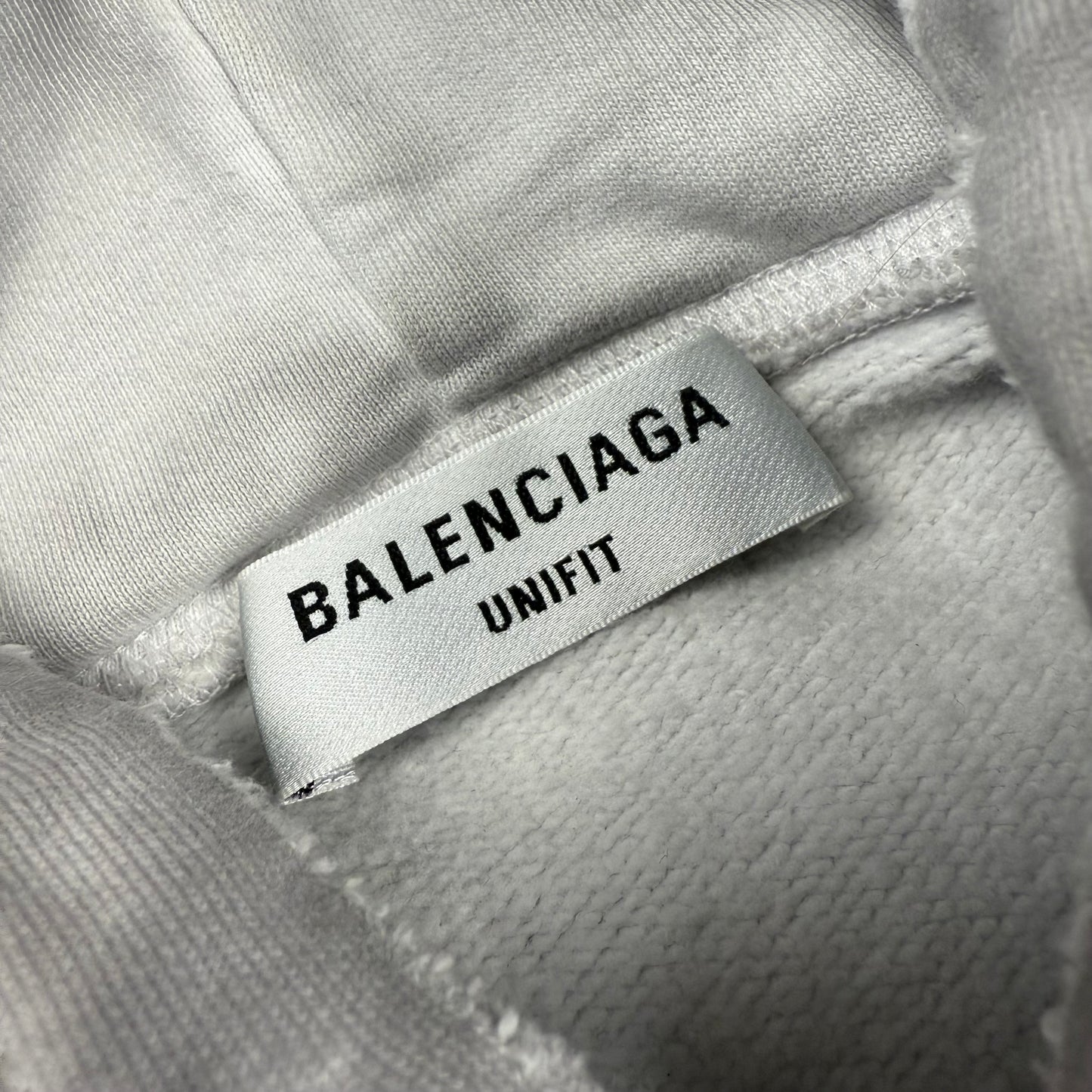 Balenciaga Metal Logo Distressed ‘White’ Hoodie