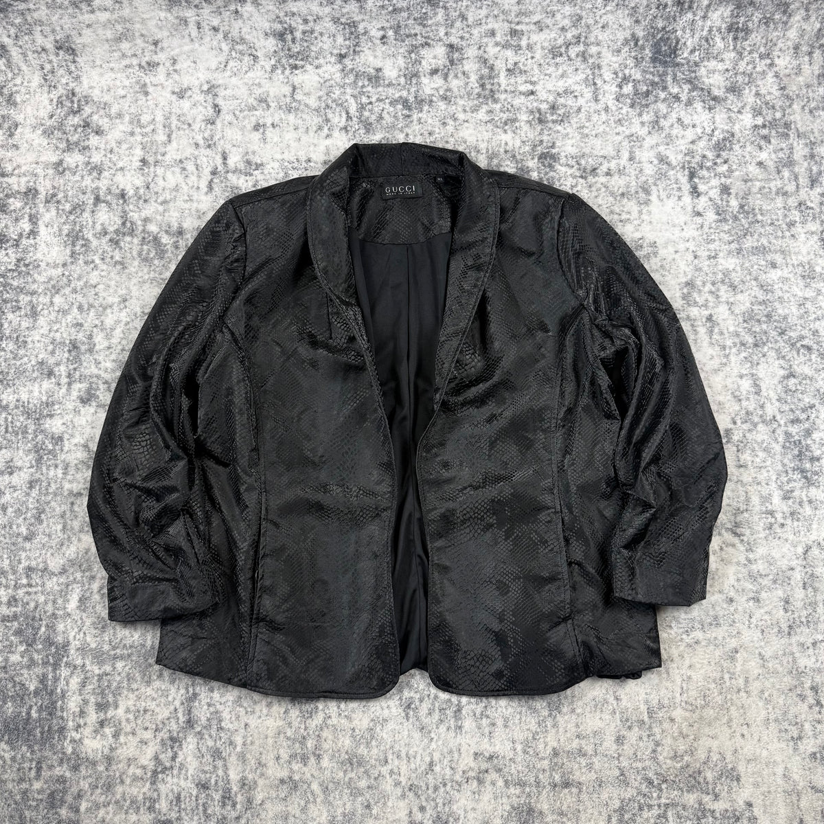 Gucci Vintage Black Snakeskin-Effect Textured Blazer