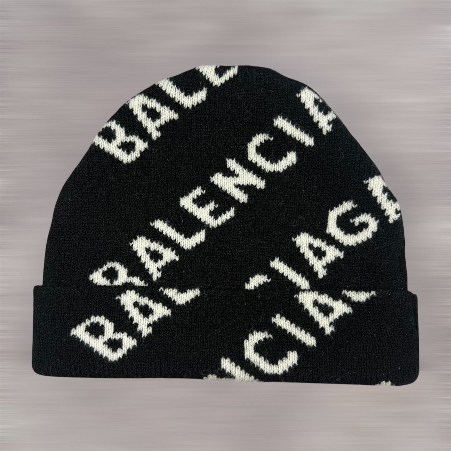 Balenciaga Monogram Logo Ribbed ‘Black’ Wool Beanie
