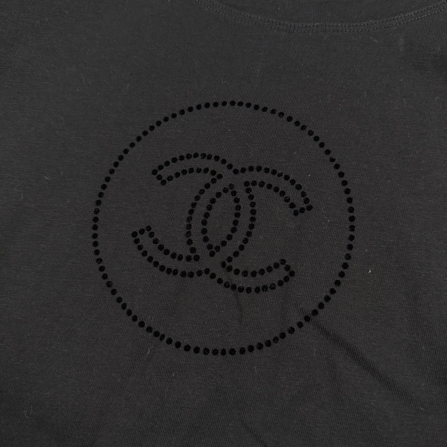 Chanel Uniform Black Flocked CC Logo T-Shirt