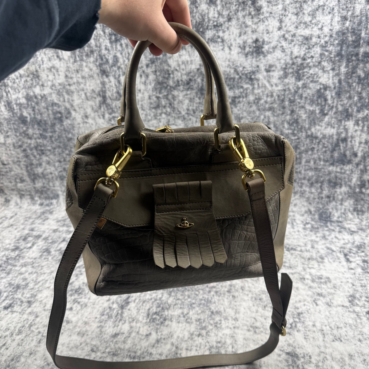 Vivienne Westwood Croc-Embossed Leather 2-Way Handbag