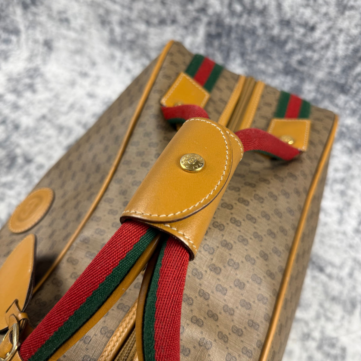 Gucci Vintage Micro GG Monogram Web Stripe Travel Suitcase