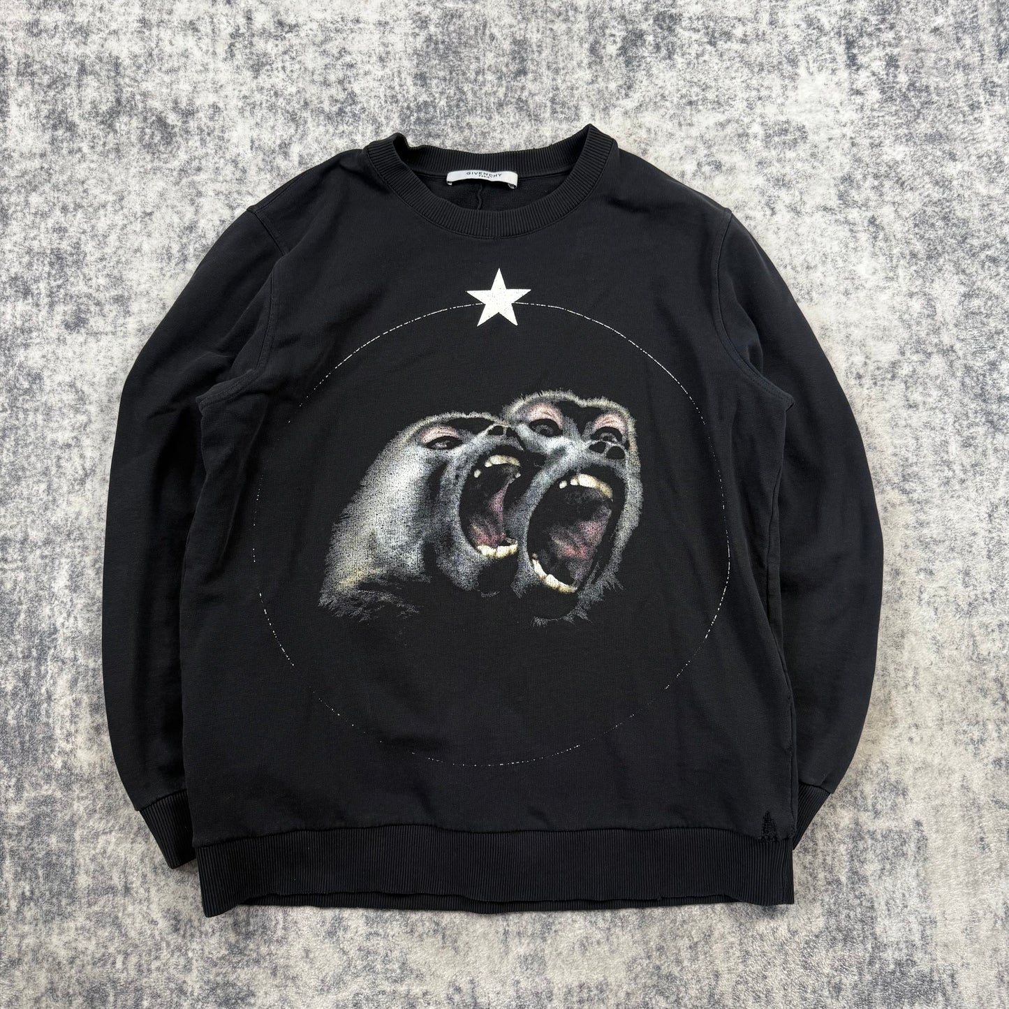 Givenchy FW/15 Screaming Monkeys Graphic ‘Black’ Distressed Sweatshirt