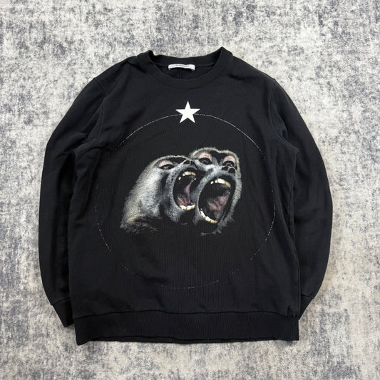 Givenchy FW/15 Screaming Monkeys Graphic ‘Black’ Distressed Sweatshirt