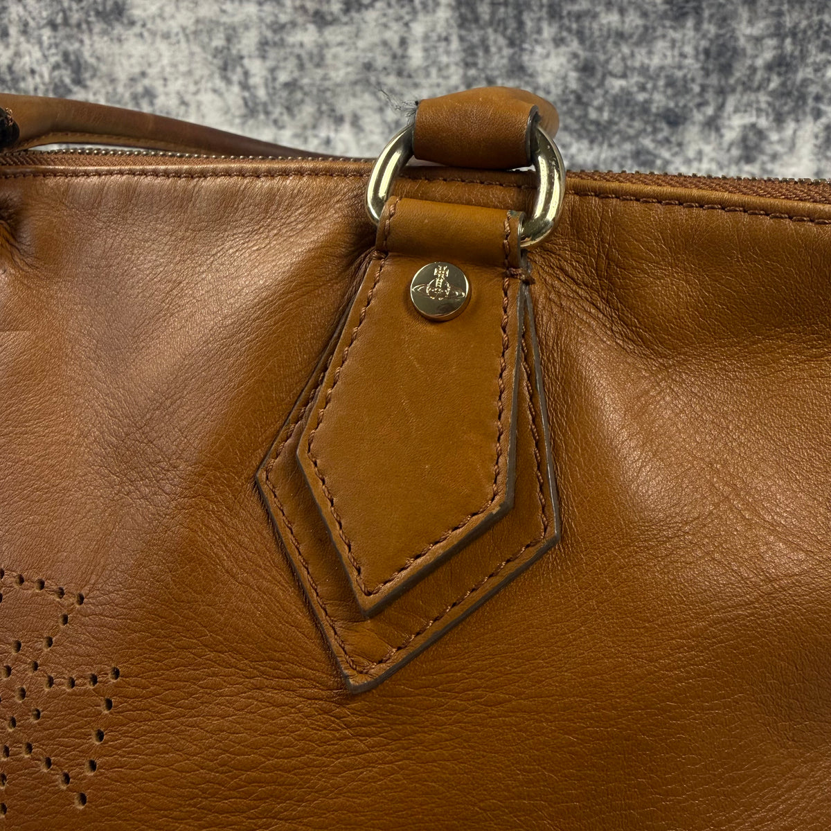 Vivienne Westwood Vintage Perforated Orb Leather Handbag