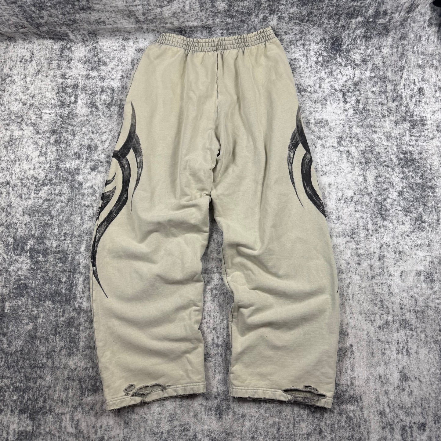 Balenciaga Distressed Baggy Tribal ‘Beige’ Sweatpants