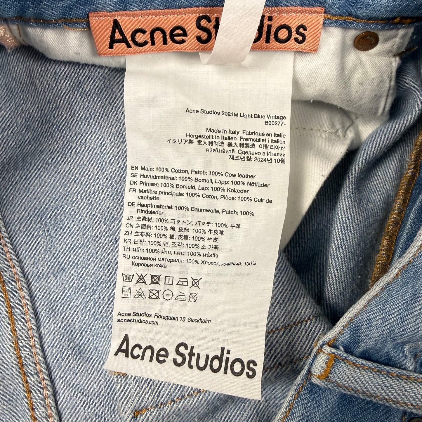 Acne Studios Wide-Leg Distressed Jeans In Light Blue Denim
