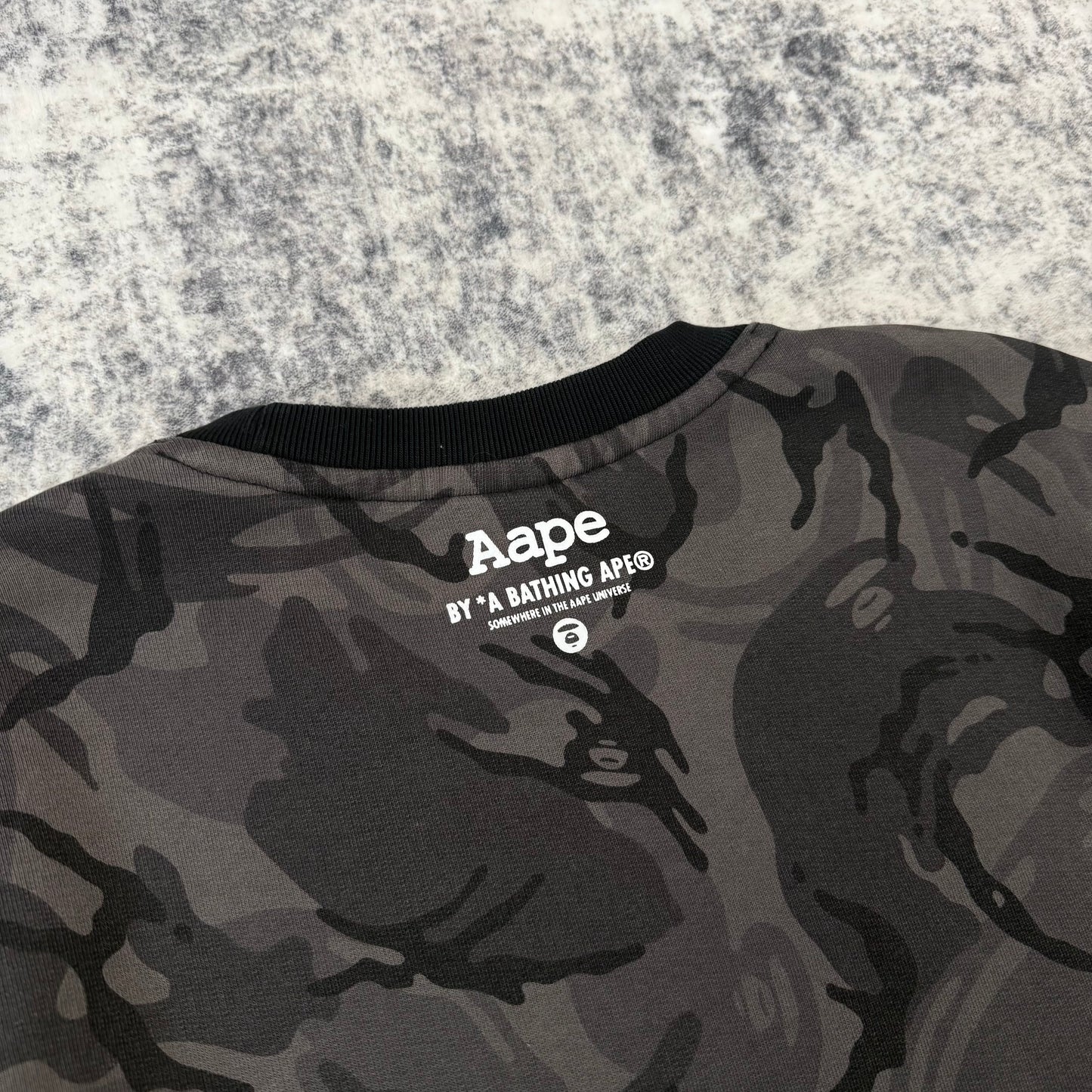AAPE by A Bathing Ape Rhinestone Moon Face ʼBlack’ Crewneck