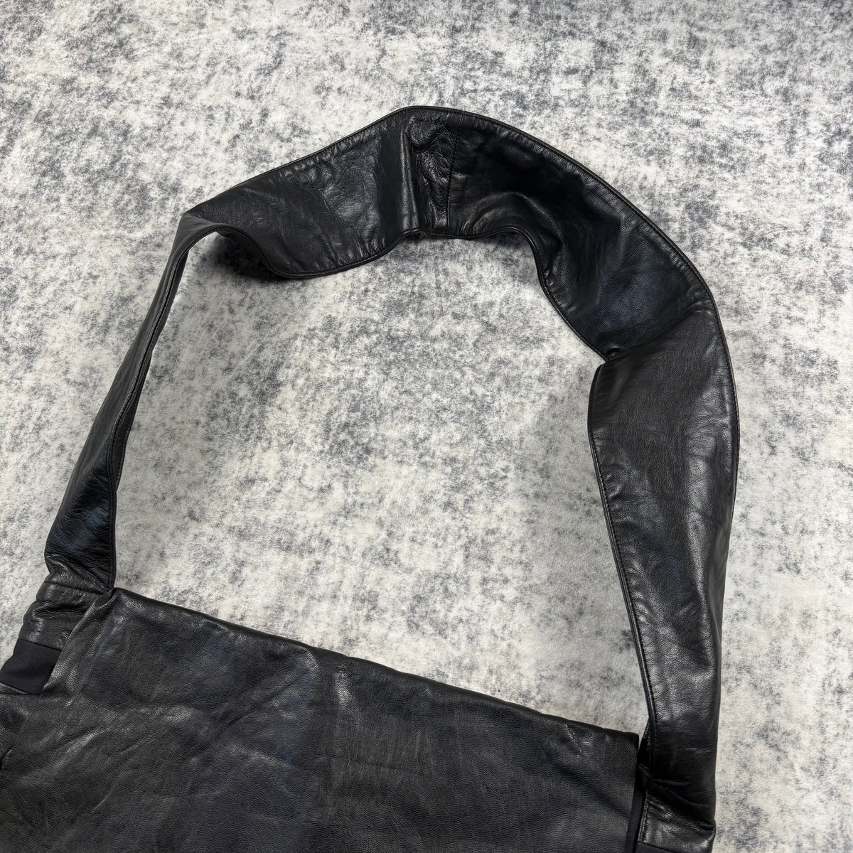 Yasuyuki Ishii Oversized Black Leather Messenger Shoulder Bag
