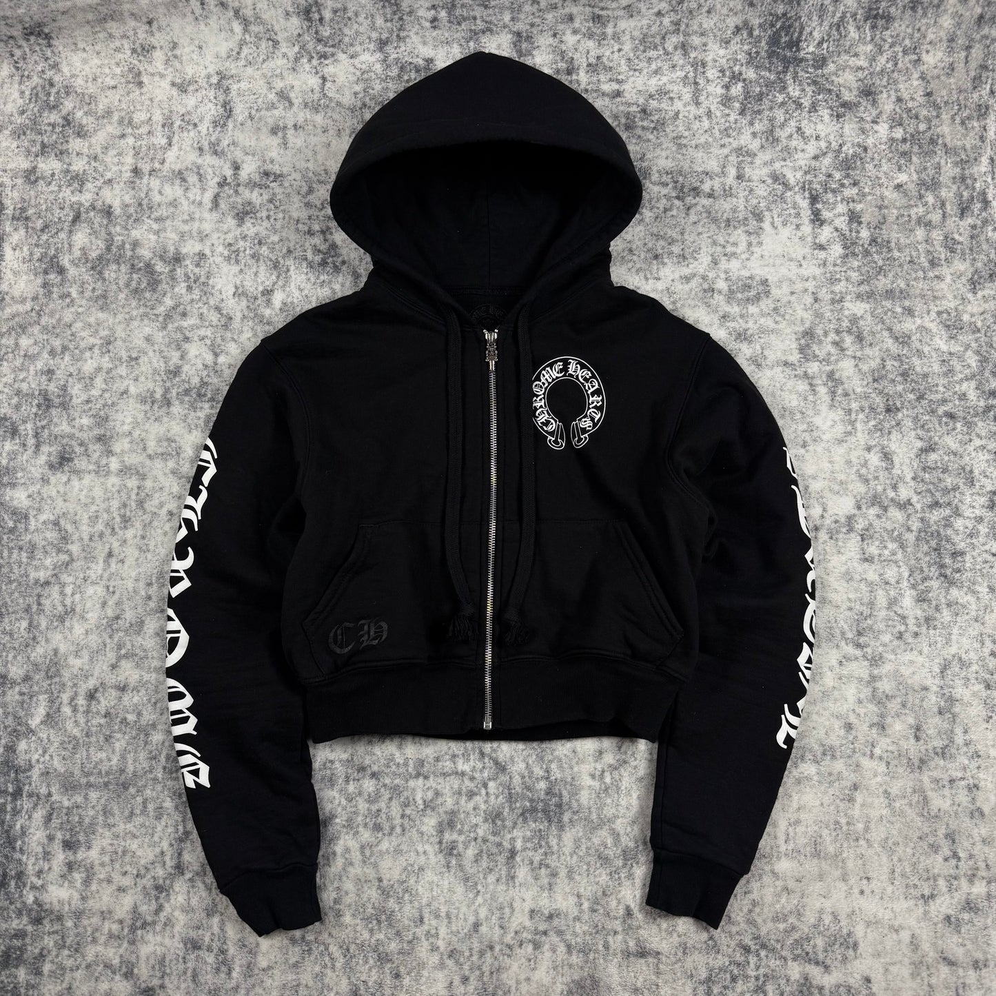 Chrome Hearts Thermal Horseshoe Logo Cropped ‘Black’ Zip Hoodie