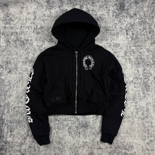 Chrome Hearts Thermal Horseshoe Logo Cropped ‘Black’ Zip Hoodie