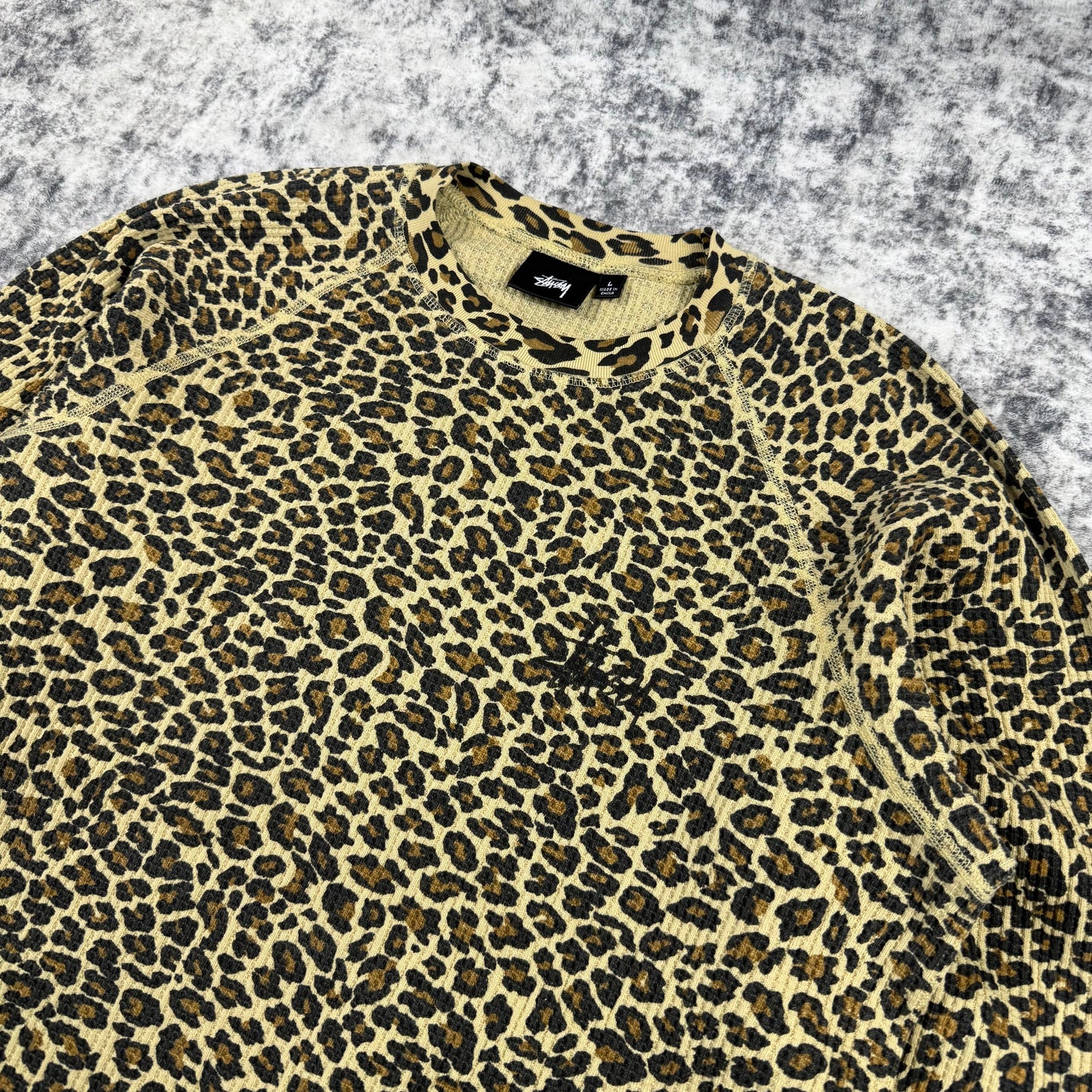 Stussy Thermal Big Logo Leopard Long Sleeve