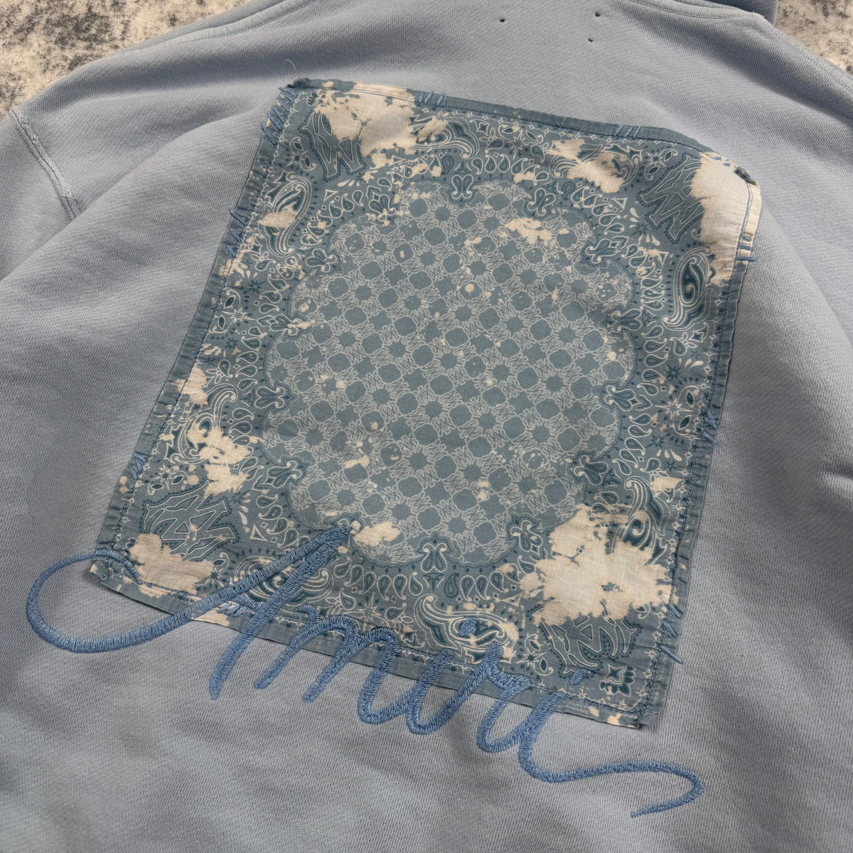 AMIRI Cotton Bleach Bandana ‘Blue’ Hoodie