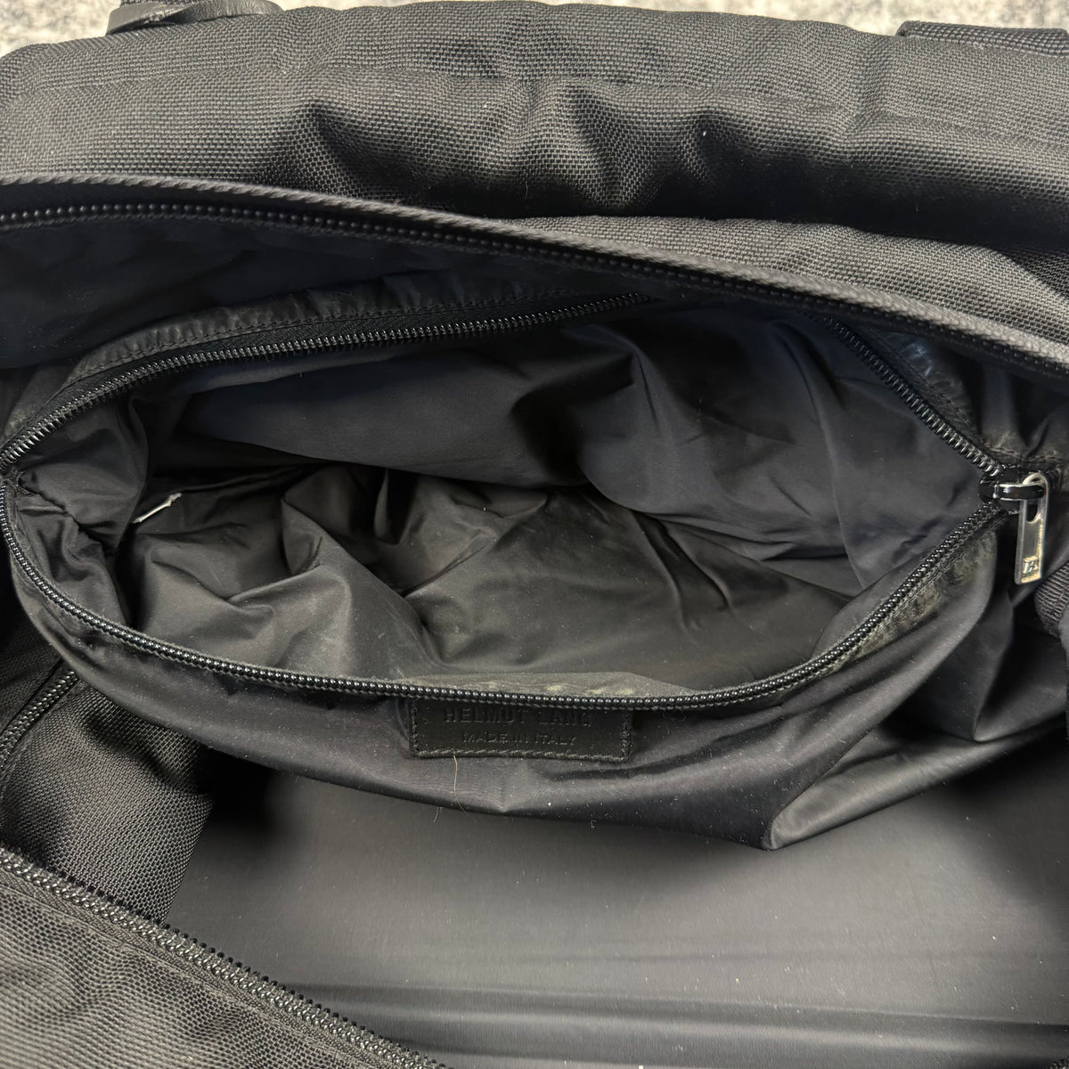 Helmut Lang 1990s Vintage Black Nylon Weekender Duffle Bag
