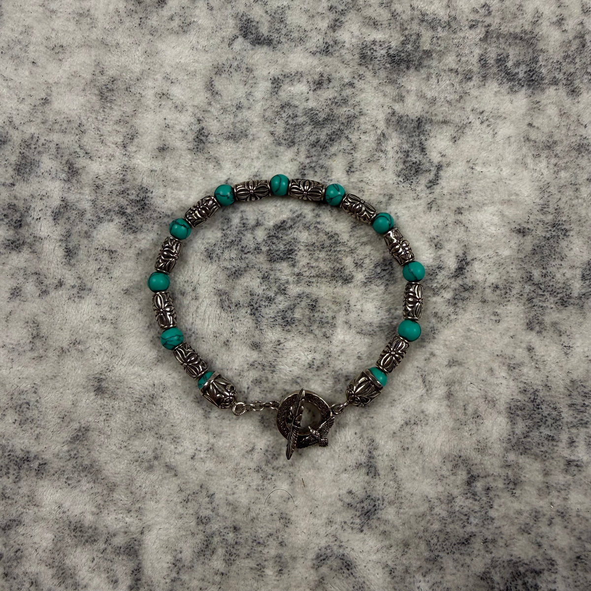 Clocks + Colours 925 Sterling Silver Turquoise Beaded Bracelet