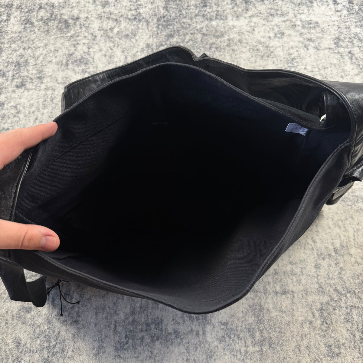 Yasuyuki Ishii Oversized Black Leather Messenger Shoulder Bag