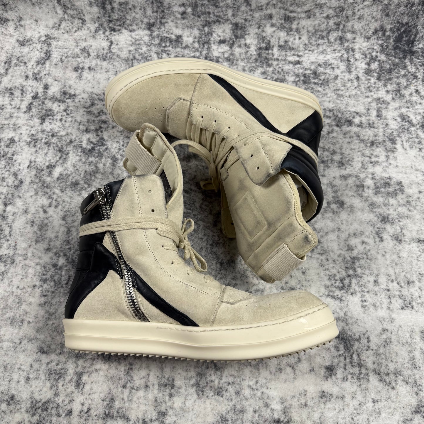 Rick Owens ‘Black/Milk’ Suede Geobaskets