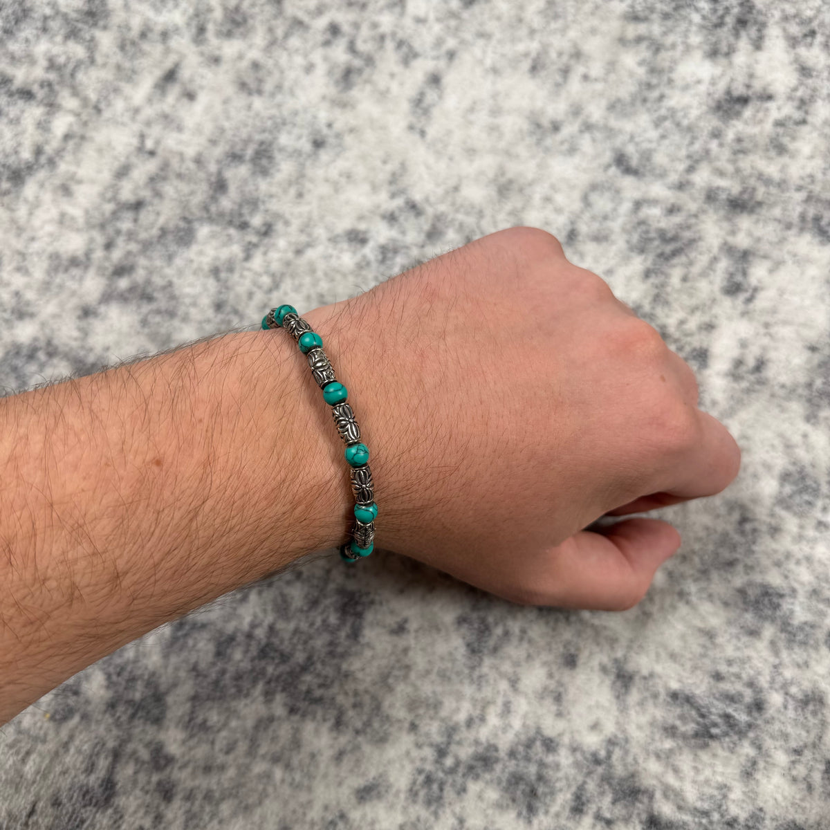 Clocks + Colours 925 Sterling Silver Turquoise Beaded Bracelet
