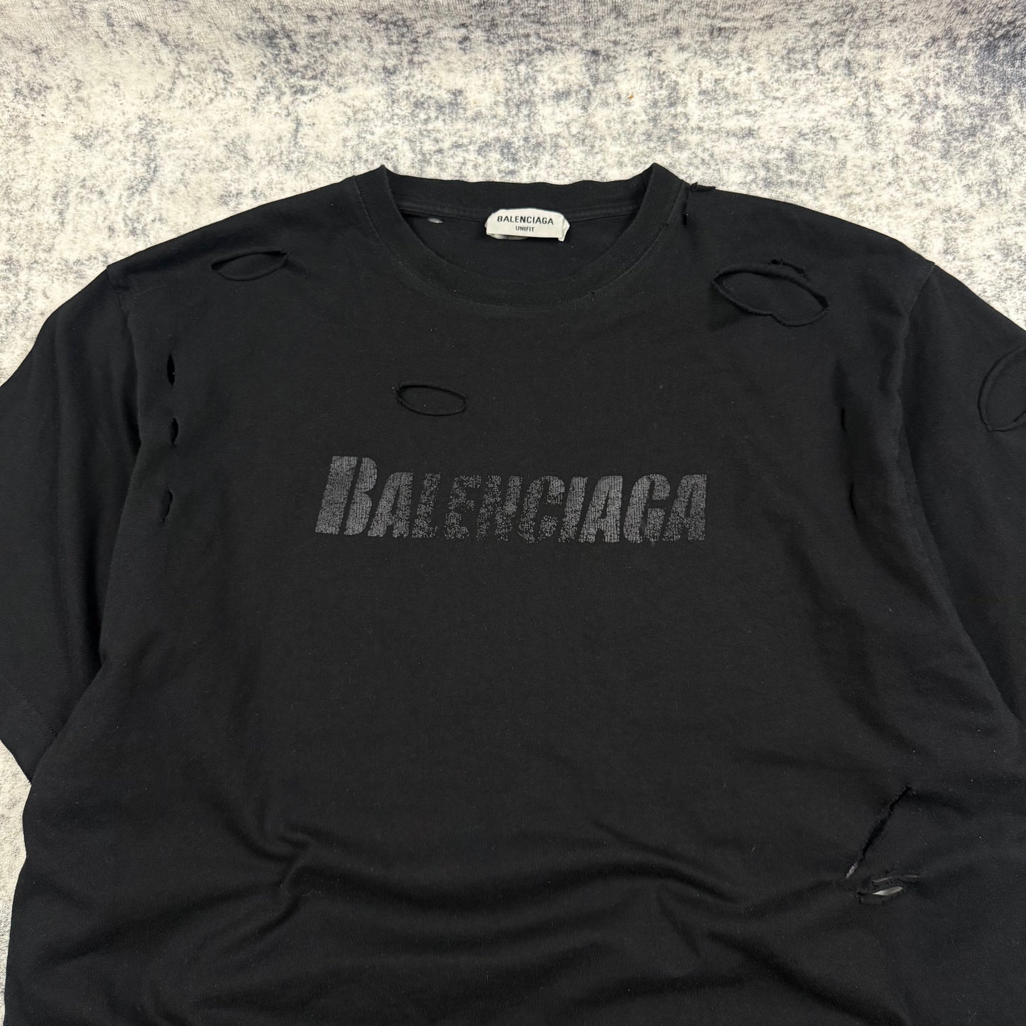 Balenciaga Distressed Logo Print ‘Black’ T-Shirt