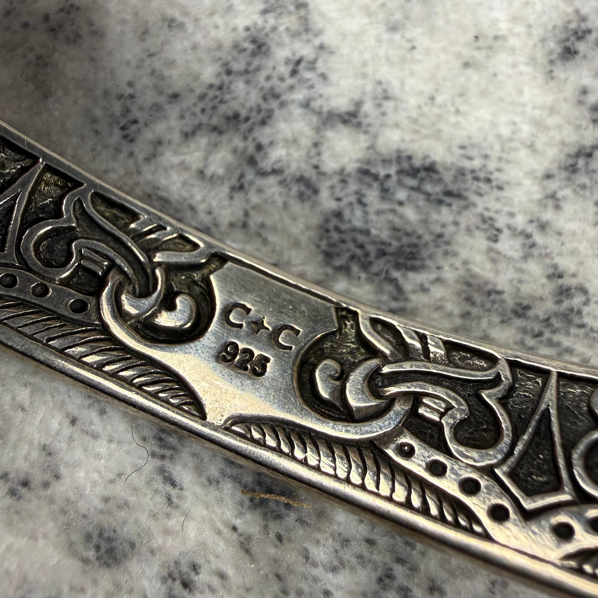 Clocks + Colours Eagle Black Stone Silver Cuff Bracelet