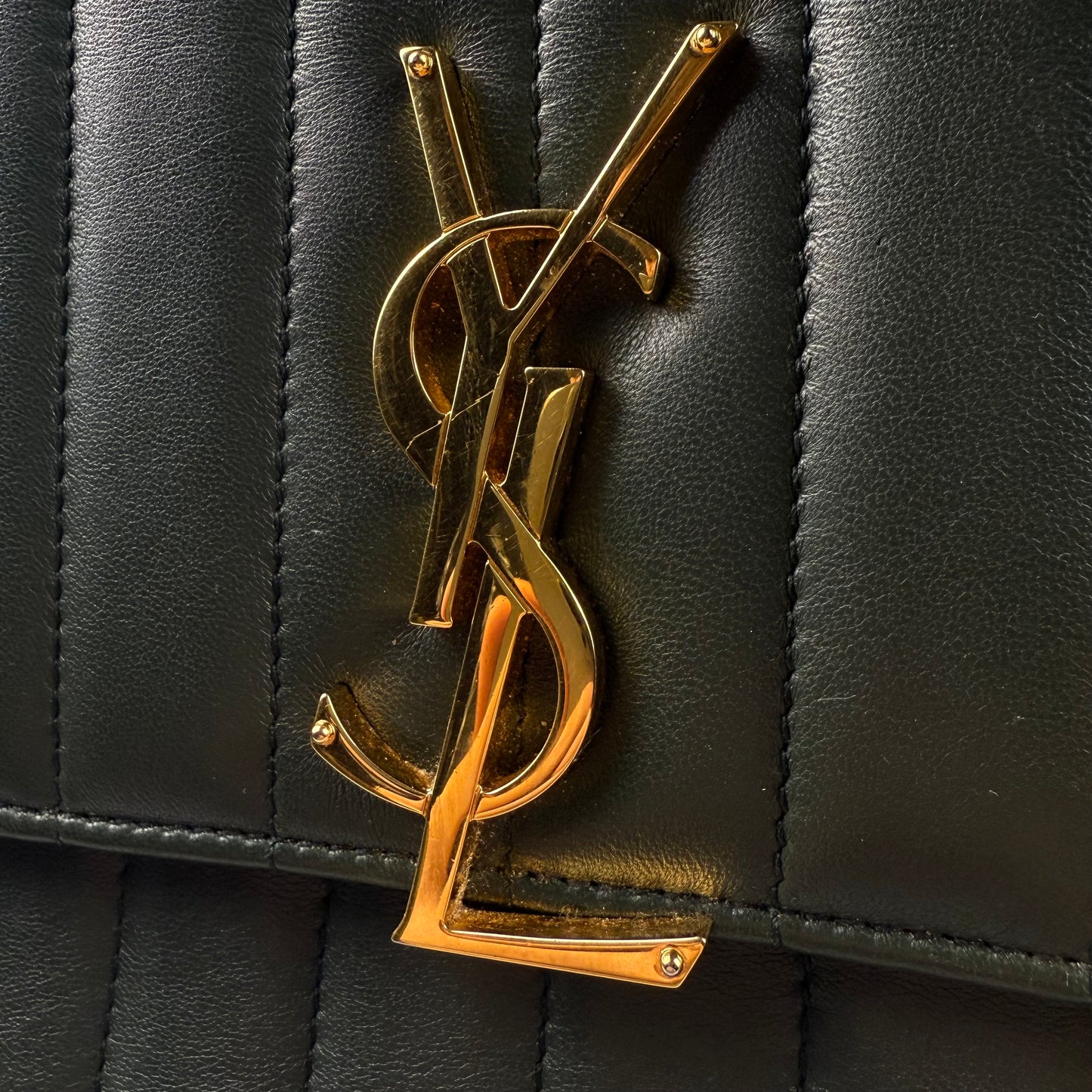 SAINT LAURENT 2018 Small Lambskin Vicky Chain ‘Green’ Crossbody Bag
