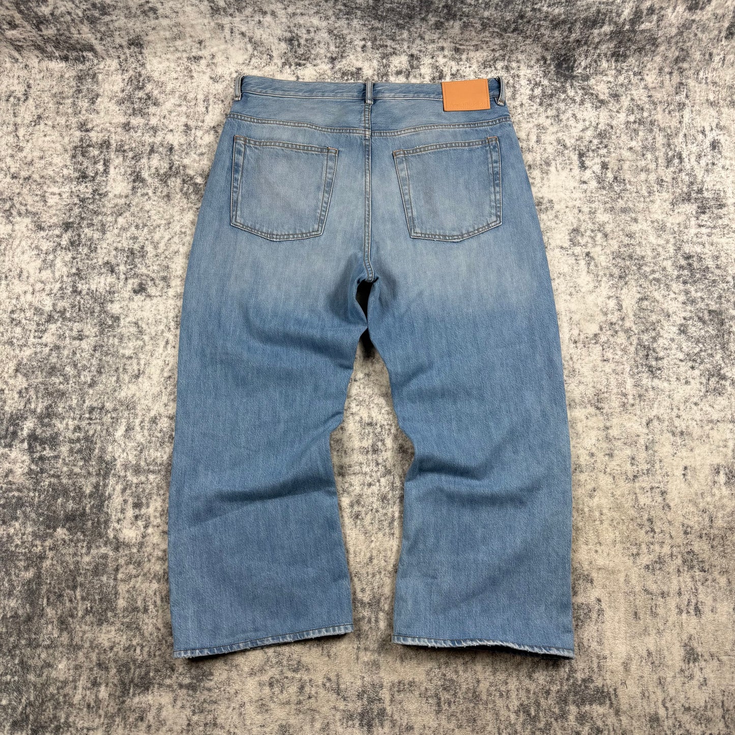 Acne Studios Wide-Leg Distressed Jeans In Light Blue Denim