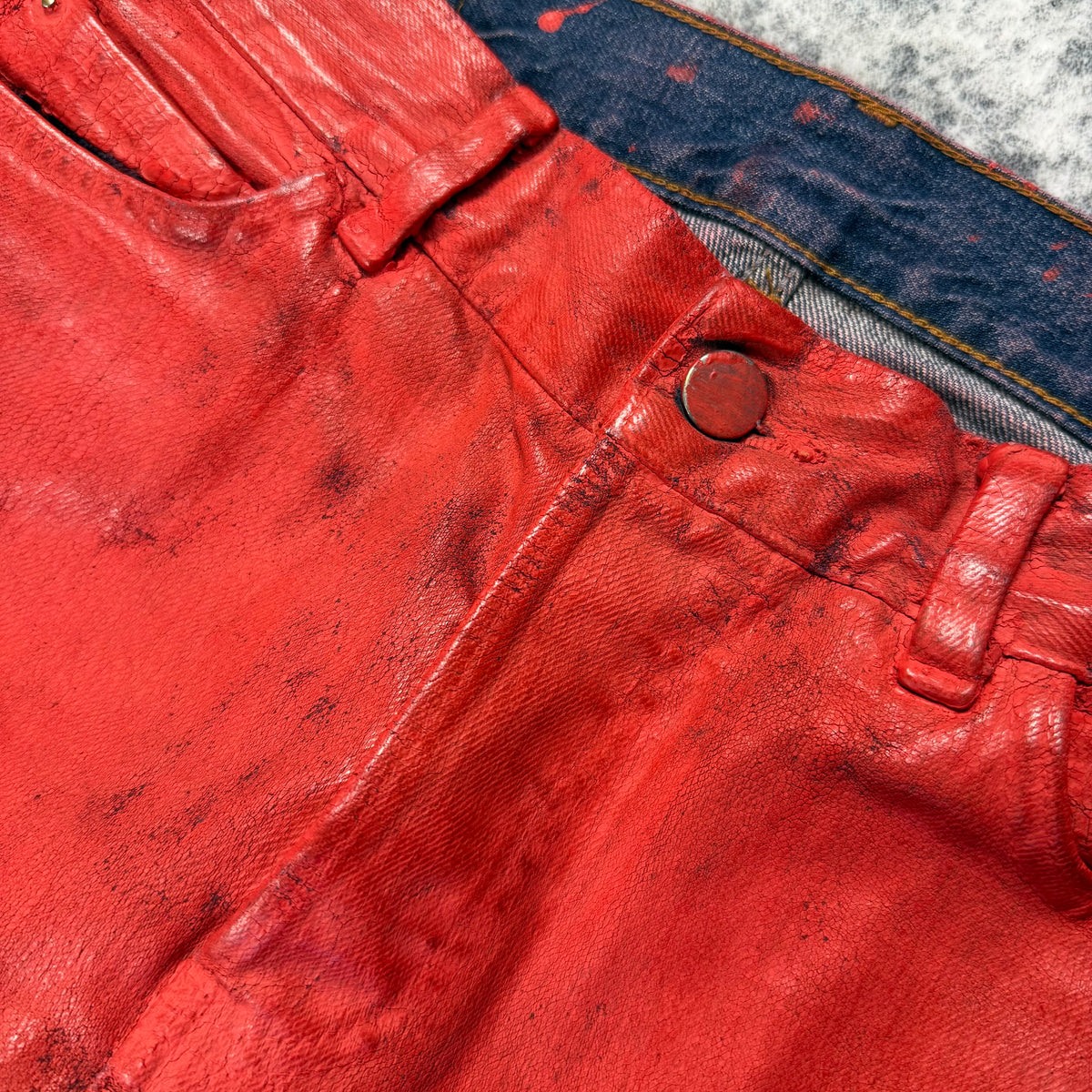 Maison Margiela x H&M FW/12 Red Painted Denim Jeans