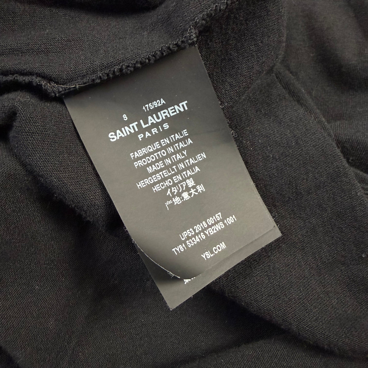 Saint Laurent SS/18 Signature Neck Logo ‘Black’ T-Shirt