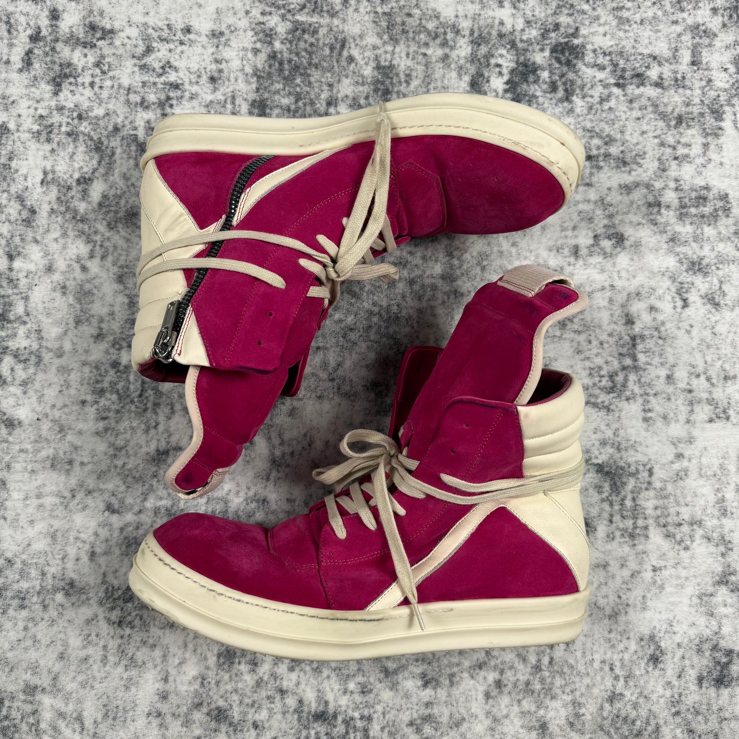 Rick Owens Pink Suede Geobaskets