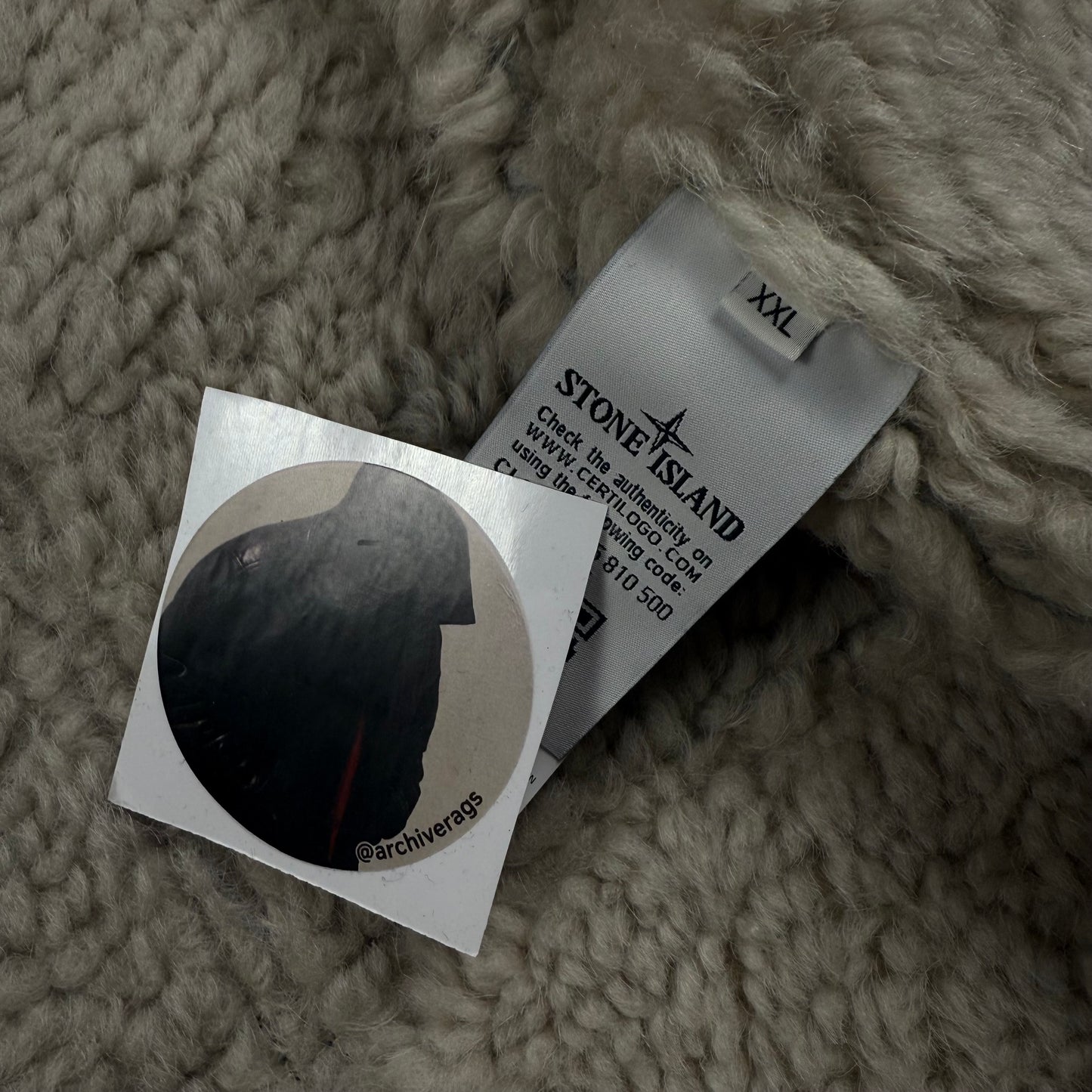 Stone Island Hand Painted Sheepskin Fur Hood Shearling Jacket