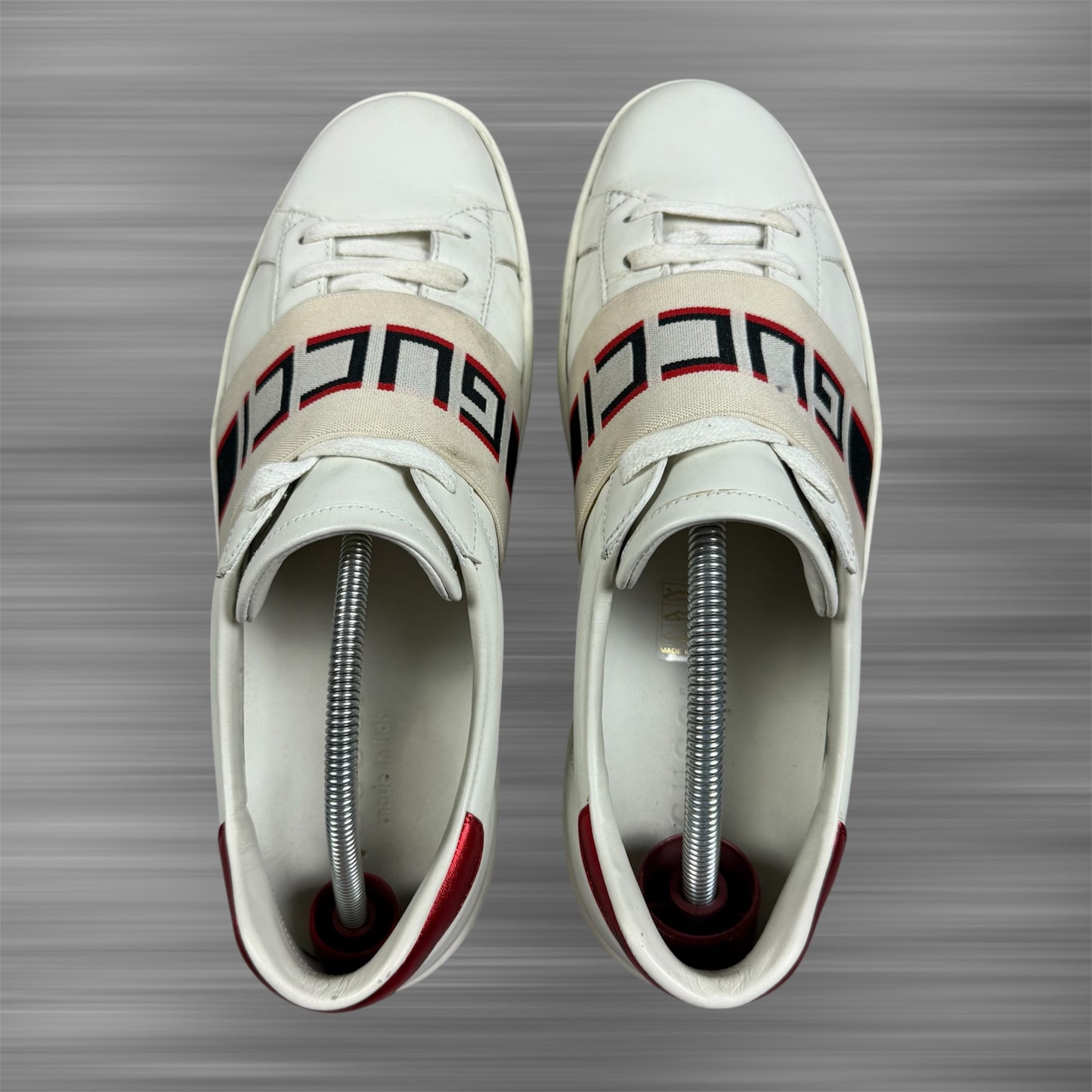 GUCCI ACE Band Logo White Leather Shoes