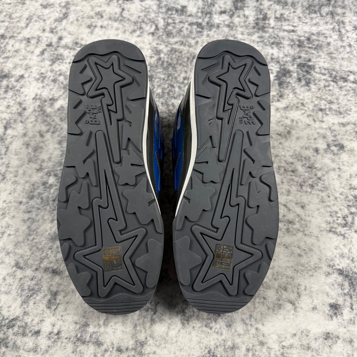 BAPE STA Blue & Black Patent Leather Low Top Sneakers