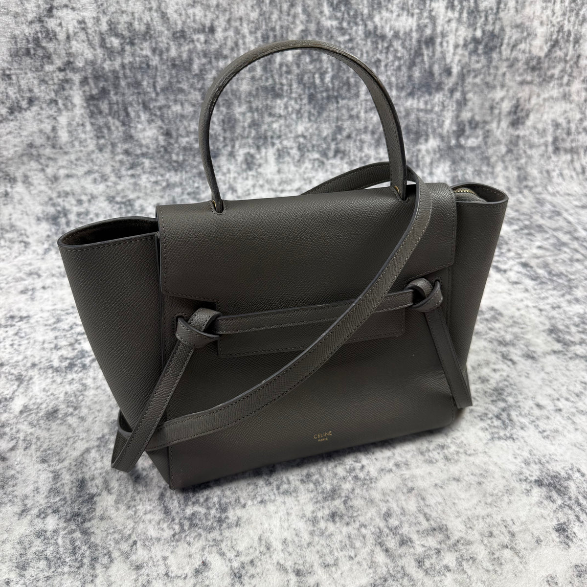 Celine Micro Belt Bag in Grey Grained Calfskin