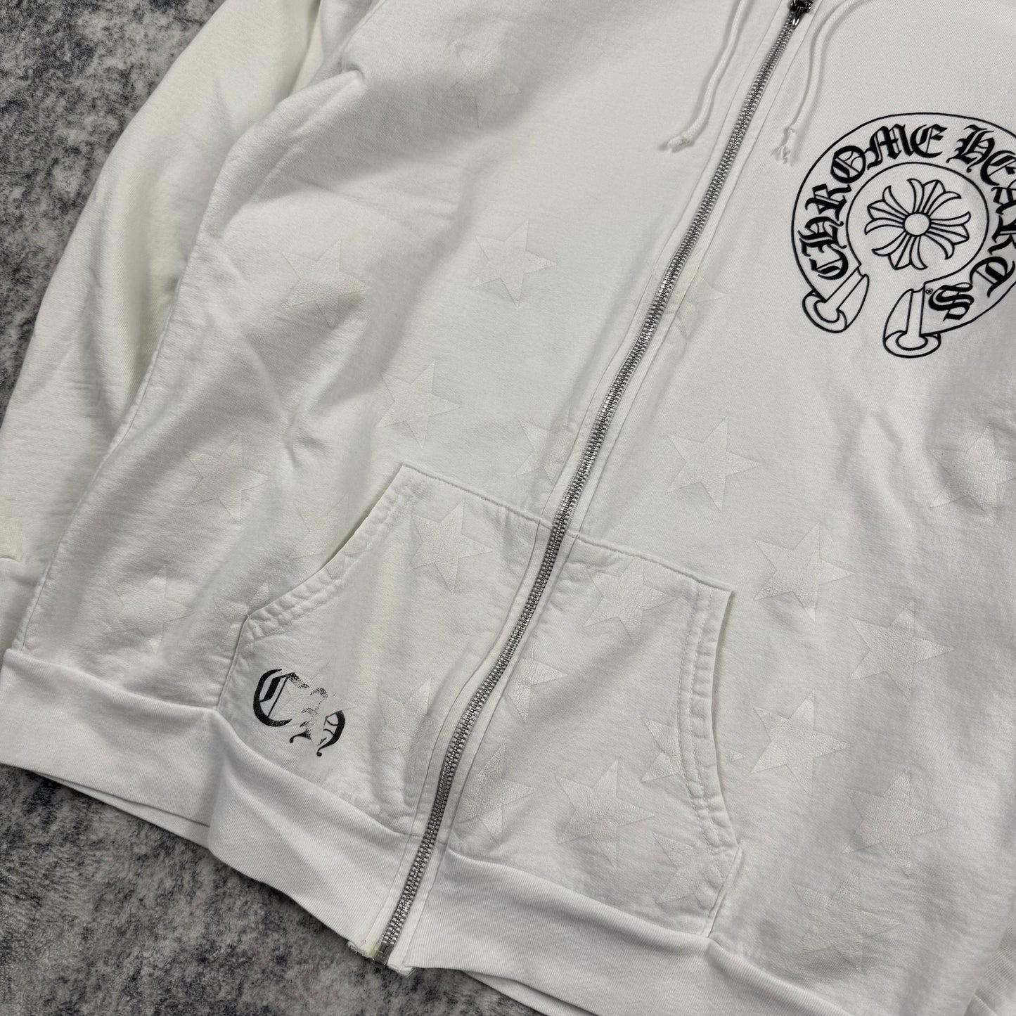 Chrome Hearts Vintage Horseshoe ‘White’ Zip Hoodie