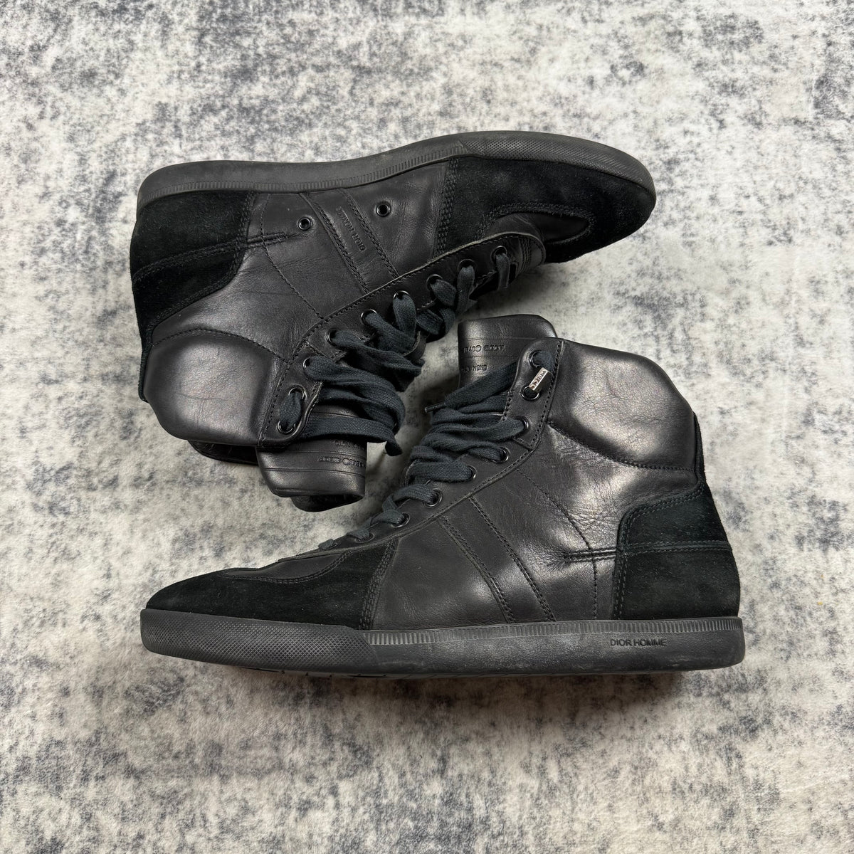Dior Homme AW07 Hedi Slimane B48 Black Leather & Suede High Top Sneakers