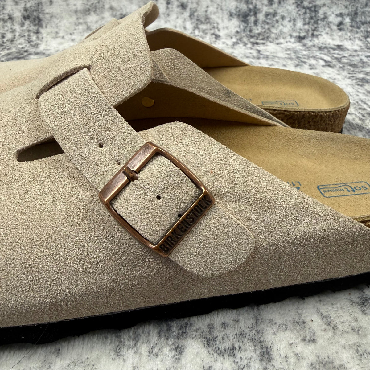 Birkenstock Boston Soft Footbed Suede Leather Taupe Clogs