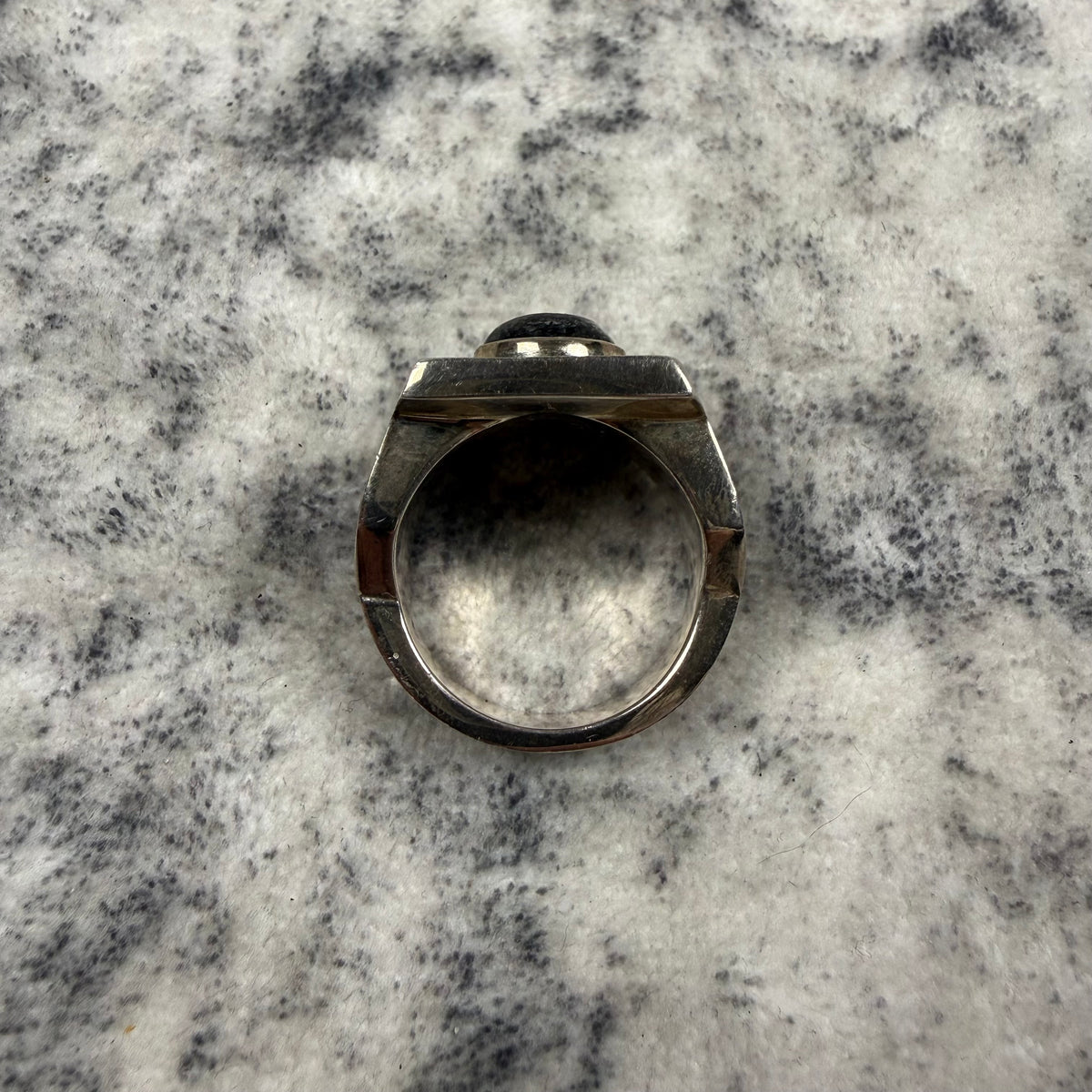 Clocks + Colours Sterling Silver Black Stone Signet Ring