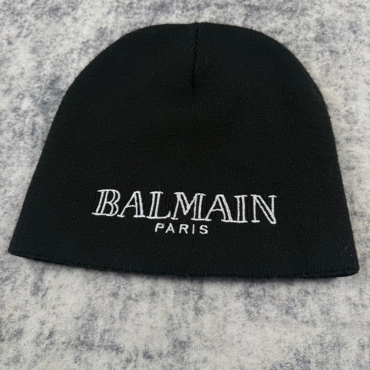 Balmain Paris Black Embroidered Logo Beanie