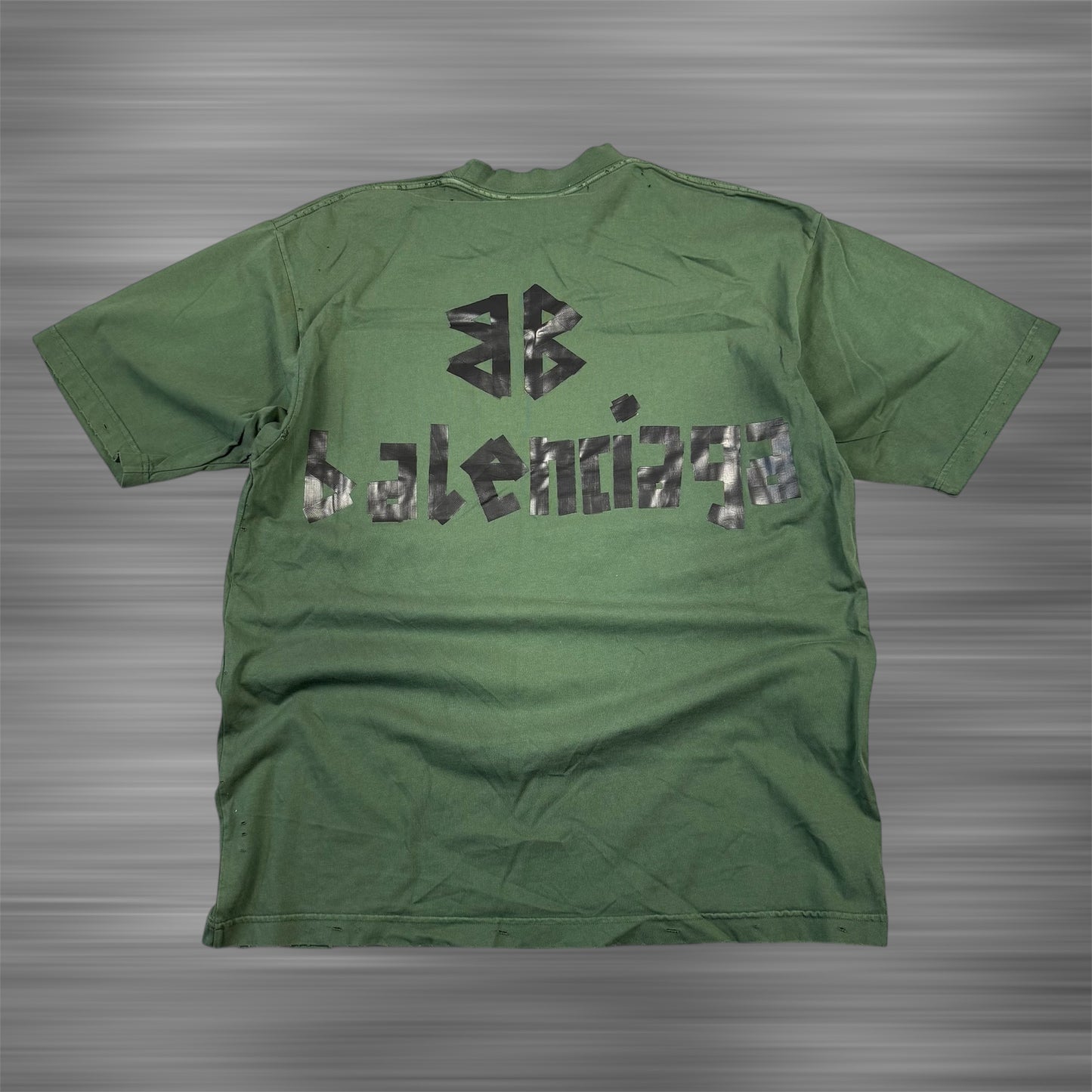 Balenciaga Tape Distressed Green T-Shirt