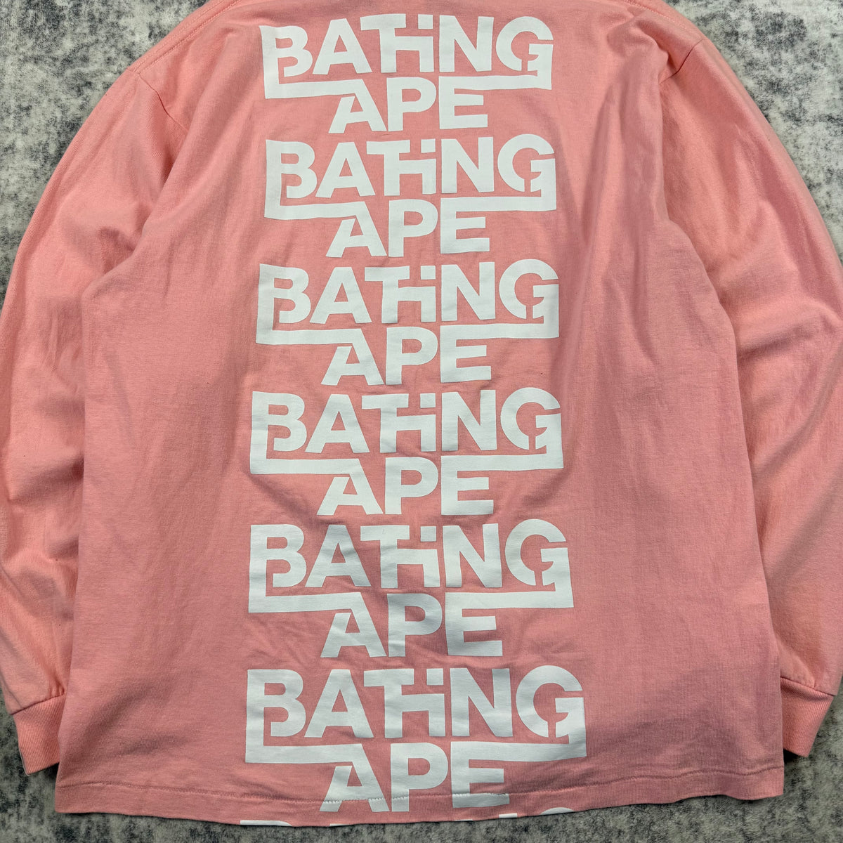 BAPE Bathing Ape Pink Repeated Logo Long Sleeve